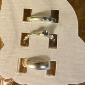 The Original Arizona jeans company toe rings 3- silver, blue rhinestones